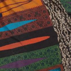 Pre Owned Etro Multicolor Silk Abstract Print Asymmetric Collar Wrap Dress S