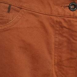 Pre Owned Etro Brown Stripe Paneled Cotton Pants M