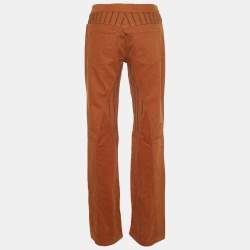 Pre Owned Etro Brown Stripe Paneled Cotton Pants M