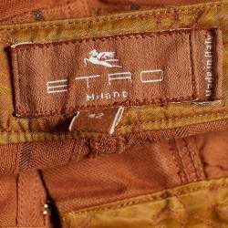 Pre Owned Etro Brown Stripe Paneled Cotton Pants M
