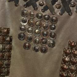 Pre Owned توب إيترو ساتان بيج مزخرف بلا أكمام مقاس متوسط (ميديوم)