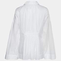 Pre Owned Etro Vintage White Cotton Voile Pleated Flared Sleeve Top M