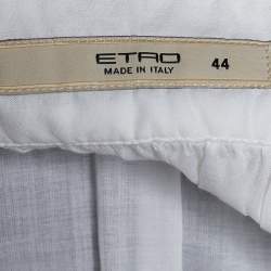 Pre Owned Etro Vintage White Cotton Voile Pleated Flared Sleeve Top M