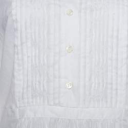 Pre Owned Etro Vintage White Cotton Voile Pleated Flared Sleeve Top M