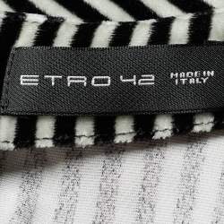 Pre Owned Etro Monochrome Striped Velvet Blouse M