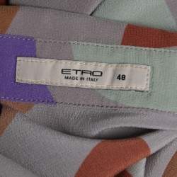 Pre Owned قميص إيترو حرير كريب مطبوع متعدد الألوان بأزرار أمامية مقاس كبير - لارج