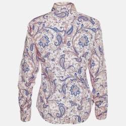 Pre Owned Etro White Printed Cotton Long Sleeve Shirt L