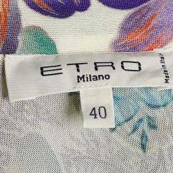 Pre Owned Etro Cream Printed Jersey Shirt Dress S