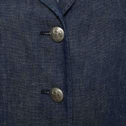 Pre Owned Etro Blue Viscose Button Front Jacket M