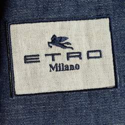 Pre Owned Etro Blue Viscose Button Front Jacket M