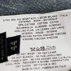 Pre Owned Etro Blue Viscose Button Front Jacket M