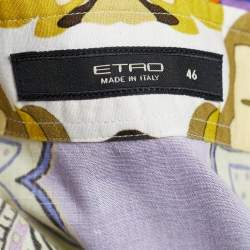 Pre Owned Etro White Printed Cotton Button Front Shirt L