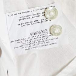 Pre Owned Etro White Printed Cotton Button Front Shirt L