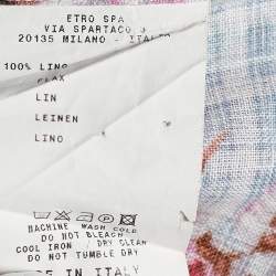 Pre Owned Etro Multicolor Floral Print Linen Front Button Up Shirt S