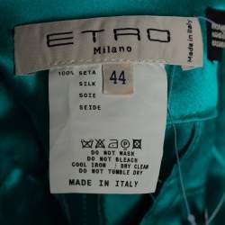 Pre Owned Etro Green Silk Hand Embroiderd One Shoulder Jumpsuit M