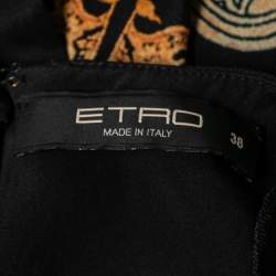 Pre Owned Etro Black Printed Silk Midi Dress S