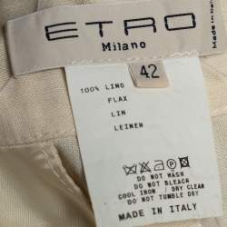Pre Owned Etro Cream Linen Embellished One Shoulder Jumpsuit M