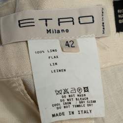 Pre Owned Etro Cream Linen Embellished One Shoulder Jumpsuit M