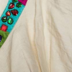 Pre Owned Etro Cream Linen Embellished One Shoulder Jumpsuit M