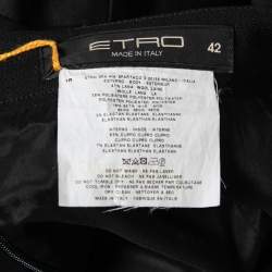 Pre Owned Etro Black Wool Blend Ruffle Hem Pencil Skirt M