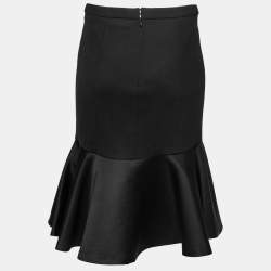 Pre Owned Etro Black Wool Blend Ruffle Hem Pencil Skirt M