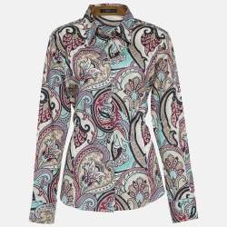 Pre Owned Etro Multicolor Paisley Print Stretch Cotton Button Front Shirt L