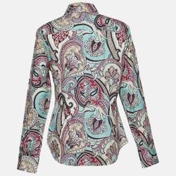 Pre Owned Etro Multicolor Paisley Print Stretch Cotton Button Front Shirt L