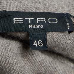 Pre Owned Etro Multicolor Geometric Patch Knit Wool Blend Cardigan L