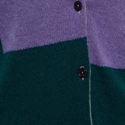 Pre Owned Etro Multicolor Geometric Patch Knit Wool Blend Cardigan L