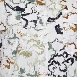 Pre Owned Etro White Floral Print Stretch Cotton Button Front Shirt L