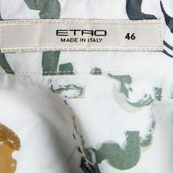 Pre Owned Etro White Floral Print Stretch Cotton Button Front Shirt L