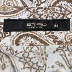Pre Owned Etro Brown & White Paisley Print Stretch Cotton Shirt M
