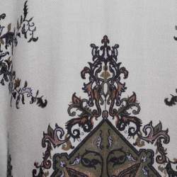 Pre Owned Etro Grey Baroque Print Wool Blend Kaftan Blouse M