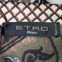 Pre Owned Etro Grey Baroque Print Wool Blend Kaftan Blouse M