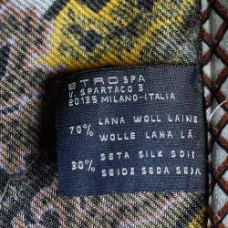 Pre Owned Etro Grey Baroque Print Wool Blend Kaftan Blouse M