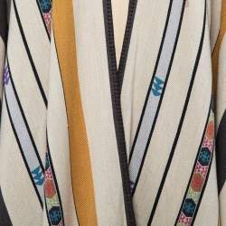 Pre Owned Etro Brown Geometric Pattern Print Wool Fringed Cape One Size