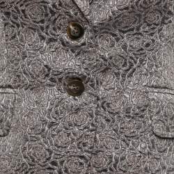 Pre Owned Etro Grey Rose Textured Lurex Jacquard Single-Breasted Jacket M