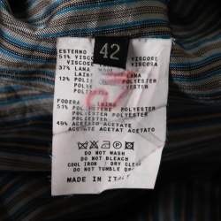 Pre Owned Etro Grey Rose Textured Lurex Jacquard Single-Breasted Jacket M