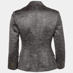 Pre Owned Etro Grey Rose Textured Lurex Jacquard Single-Breasted Jacket M