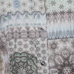 Pre Owned قميص إيترو قطن ستريتش رصاصي نقشة كاليدوسكوب أزرار أمامية مقاس متوسط