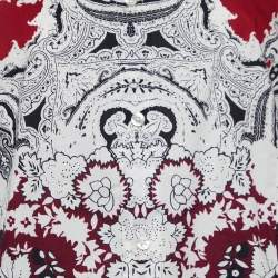 Pre Owned Etro Red Floral Paisley Print Stretch Cotton Button Front Shirt L