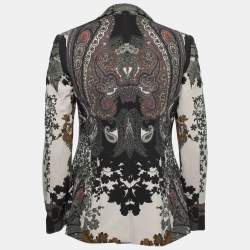 Pre Owned Etro Multicolor Printed Stretch Knit Single Breasted Blazer M