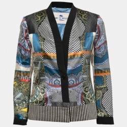 Pre Owned Etro Multicolor Printed Silk Satin Single Breasted Blazer Jacket M