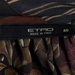 مملوكة مسبقًا Etro Maroon Floral Paisley Print Silk Tie Neck Blouse S