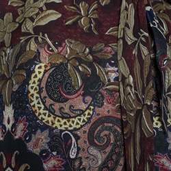مملوكة مسبقًا Etro Maroon Floral Paisley Print Silk Tie Neck Blouse S