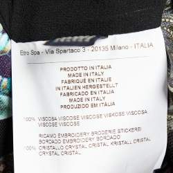 Pre Owned Etro Multicolor Floral Print Crepe Embellished Maxi Dress L