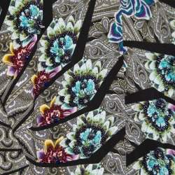 Pre Owned Etro Multicolor Floral Print Crepe Embellished Maxi Dress L