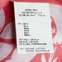 Pre Owned Etro Pink Floral Print Silk Polo Shirt L