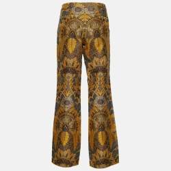 Pre Owned Etro Yellow Jacquard Trousers M