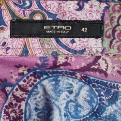 Etro Purple Paisley Printed Cotton Button Front Shirt M